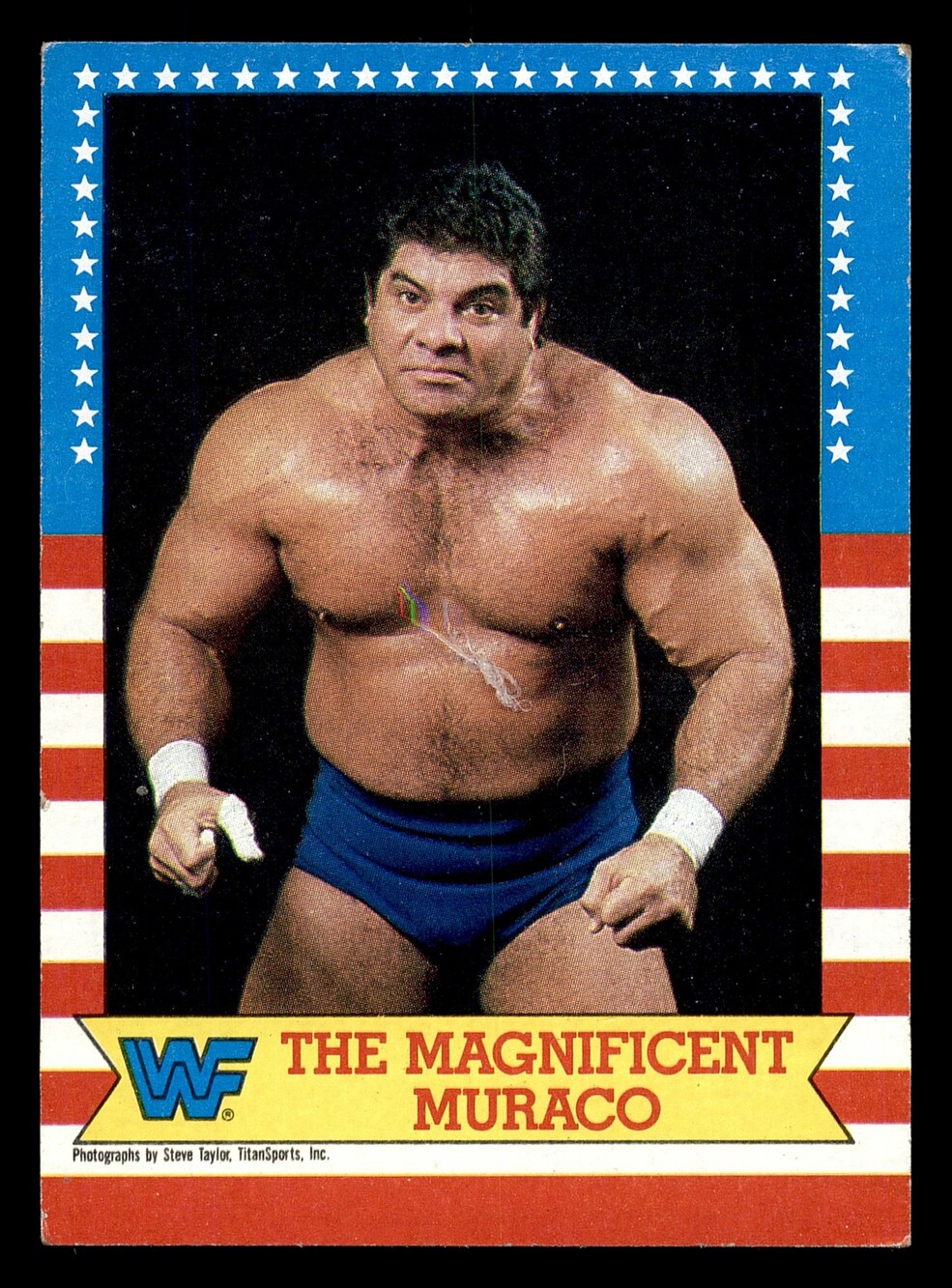 1987 Topps WWF The Magnificent Muraco Wrestling Card Blue Vintage
